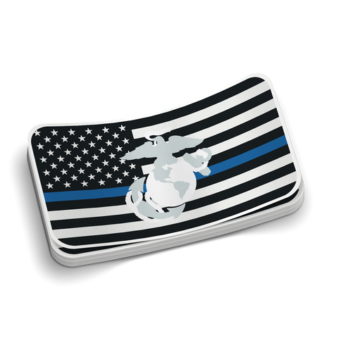 Thin Blue Line Flag w/ Marine Corps EGA